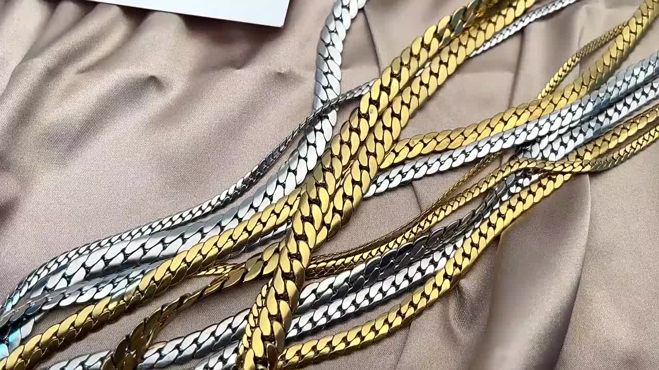 Titanium Stainless Steel Cuban Link Chain Necklace, Unisex